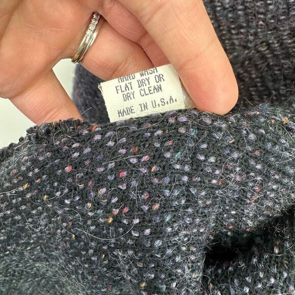 ViaVai Women’s Blue Multicolor Speckled Long Line Mohair Blend Cardigan Sweater - Picture 5 of 11